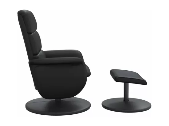 Fauteuil inclinable avec repose-pied noir similicuir