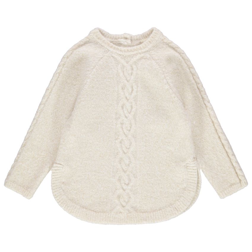 Pull en tricot torsadé pour bébé fille - Ecru