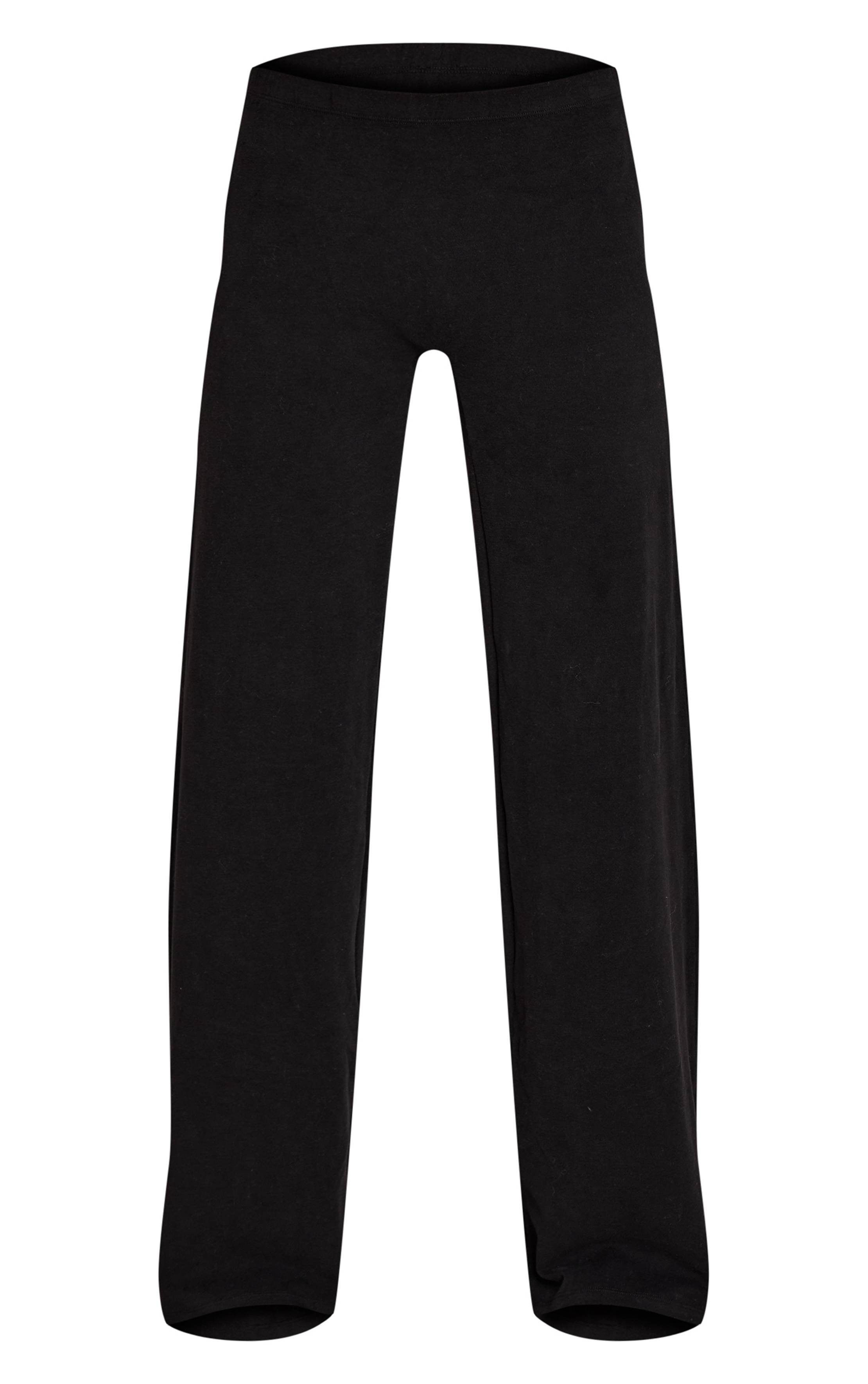 Noir Pantalon De Détente Droit Taille Basse En Coton Doux