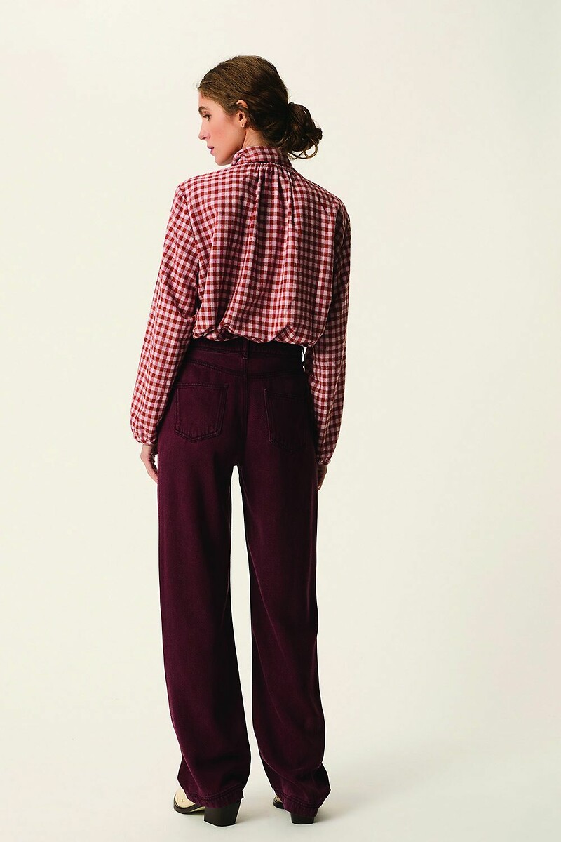 DES PETITS HAUTS<br>Blusa xadrez com gola lavaliere, RAINBOW