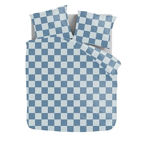 Chess Block - Blauw Dekbedovertrek - 240 x 200/220