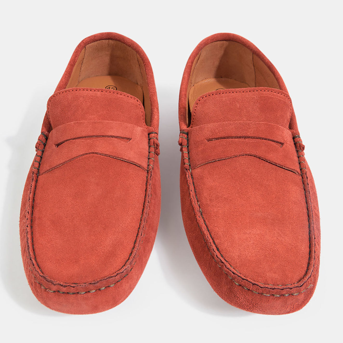 Comptoir GL Mocassins en Velours de Cuir Diego orange brique