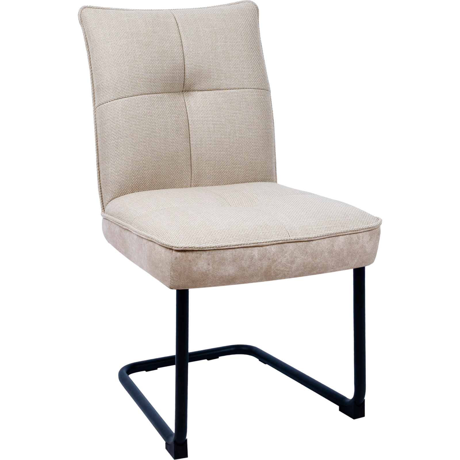 Freischwingerstuhl Lukas Kunstlederoptik/Stoff beige, Gestell Metall schwarz