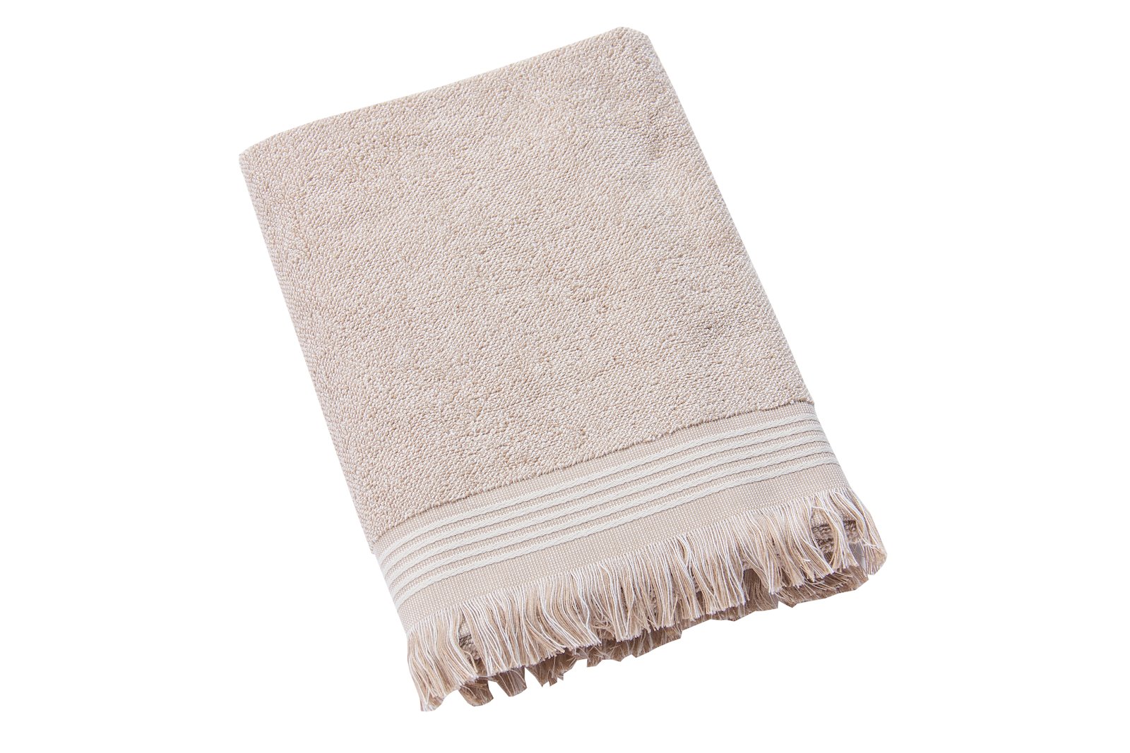 Melange håndkle Beige med frynser. 70x140 cm