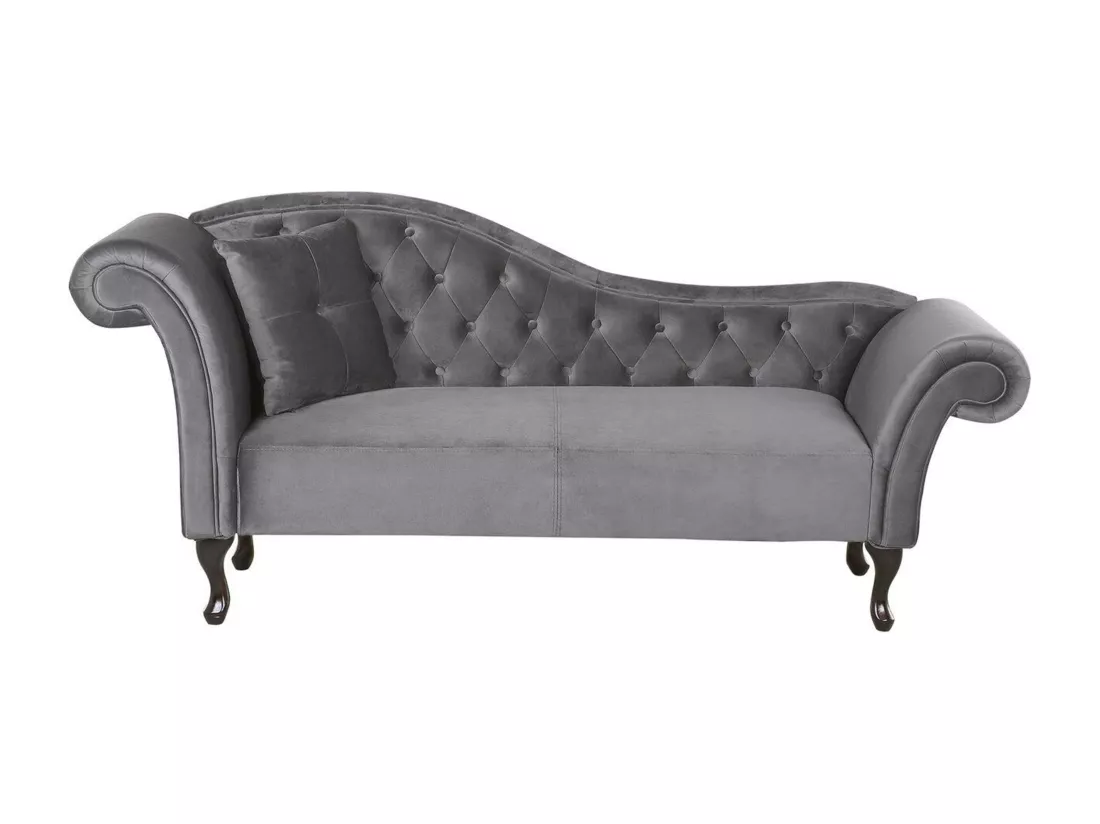 Chaise longue en velours gris côté droite LATTES