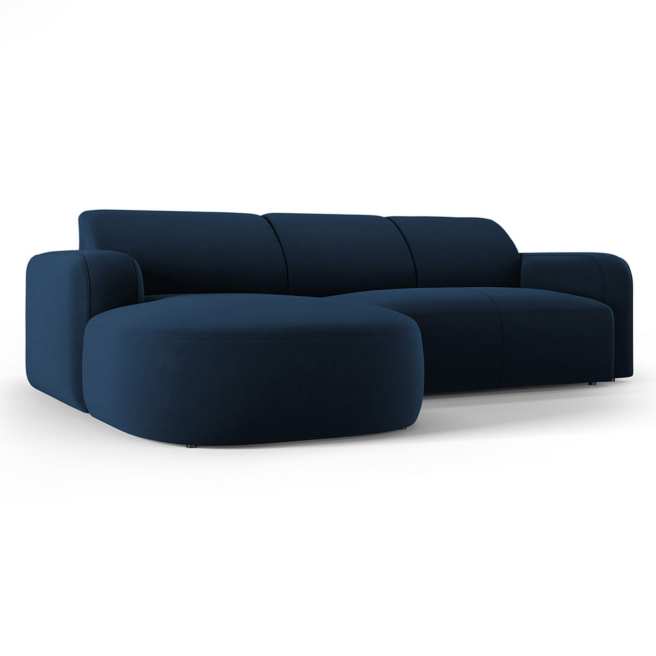 Mazzini Sofas Canapé d'angle gauche Velours Jasmin 4 Places bleu roi - 250x170x72 cm
