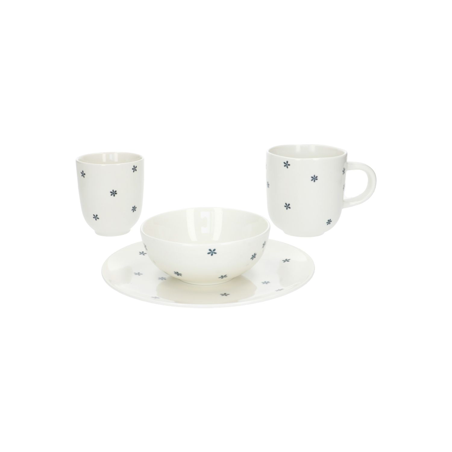 Beker met bloemetjes, organisch, porselein, Ø 7,6 cm