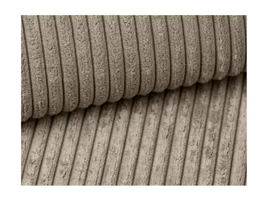 Canapé panoramique 6 places Maria convertible avec 2 coffres en velours côtelé - Taupe - L295 x P146 x H81cm - Loungitude
