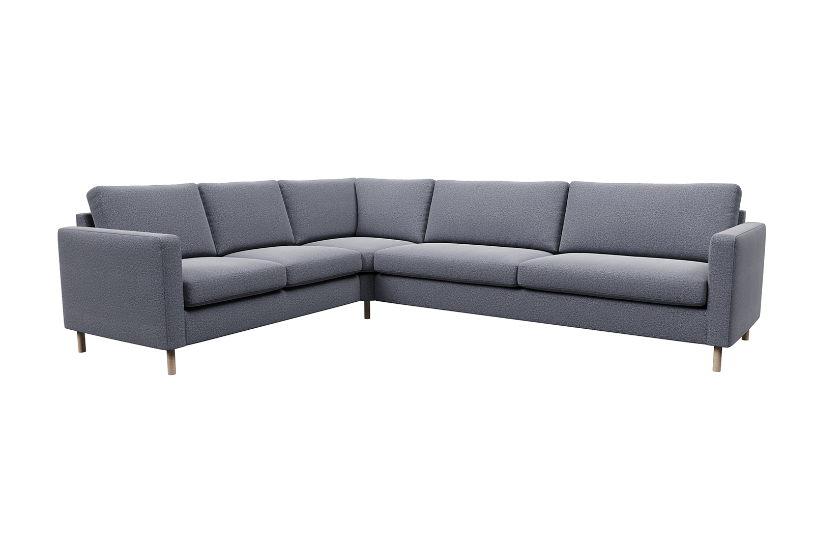 Viken hjørnesofa I tekstil Solid 7 antrazite . Arm B og hvitoljet eikeben. Skum komfort.