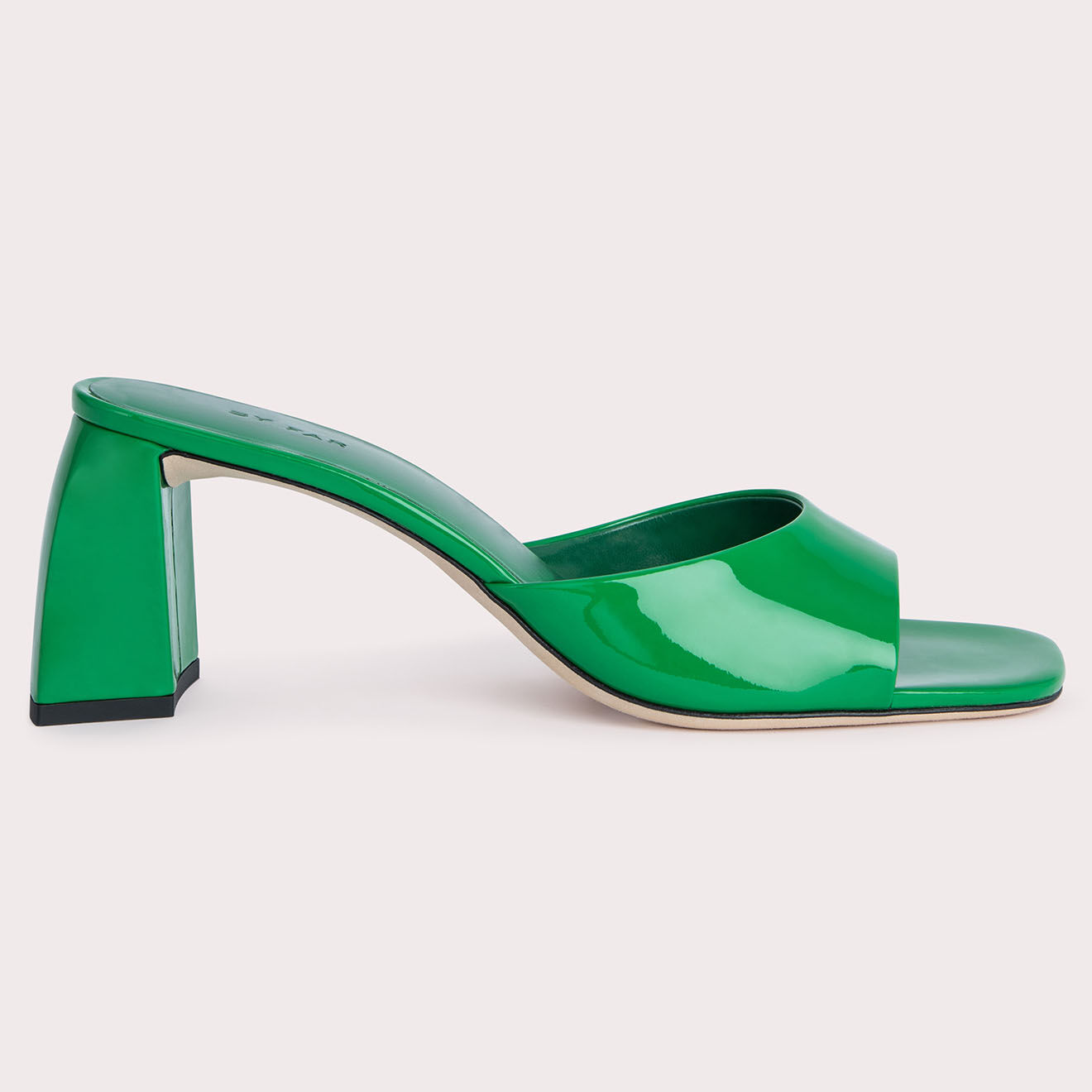By Far Mules en Cuir verni Romy vertes - Talon 7 cm