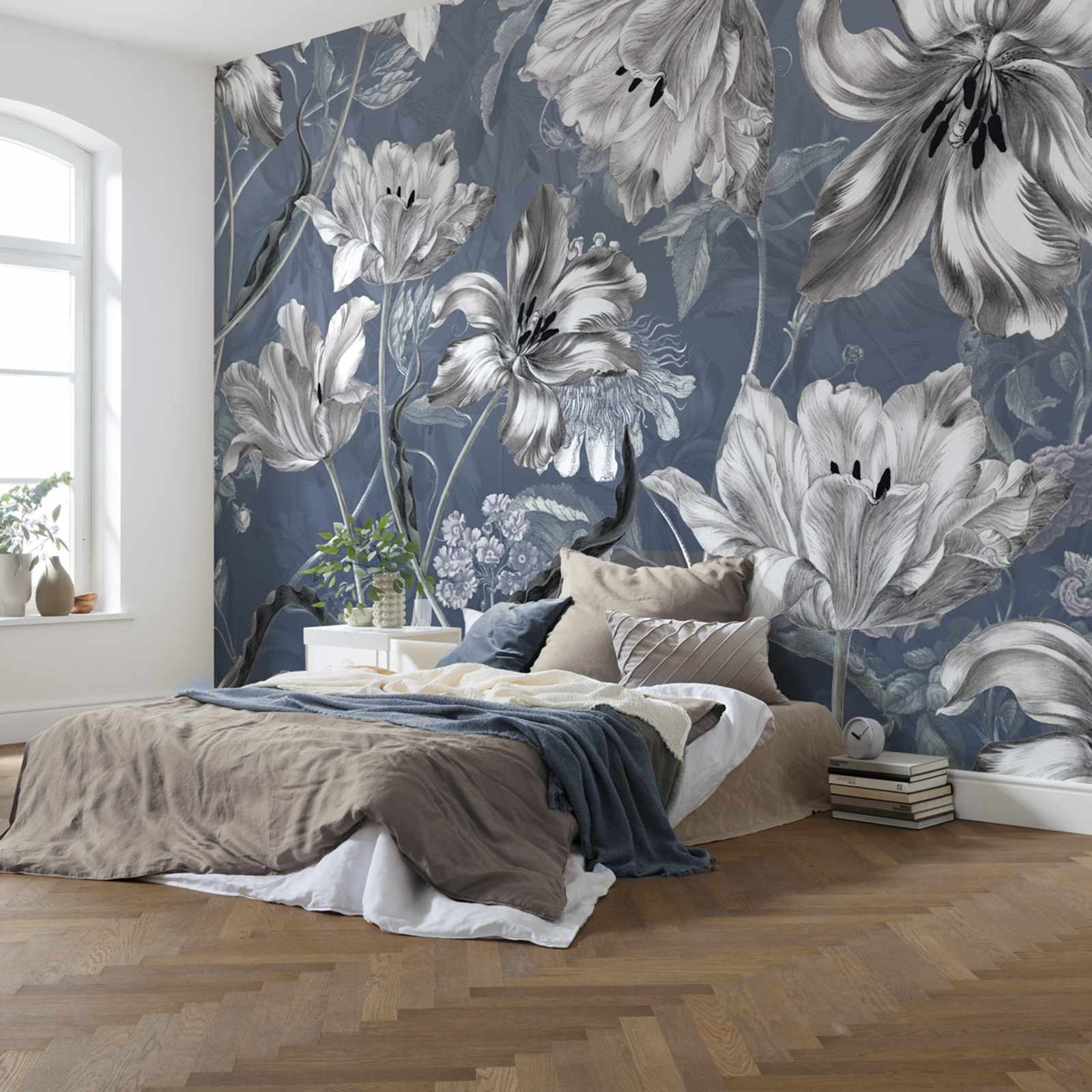 Vlies-Fototapete MERIAN BLUE - blau-weiß - 350x250 cm
