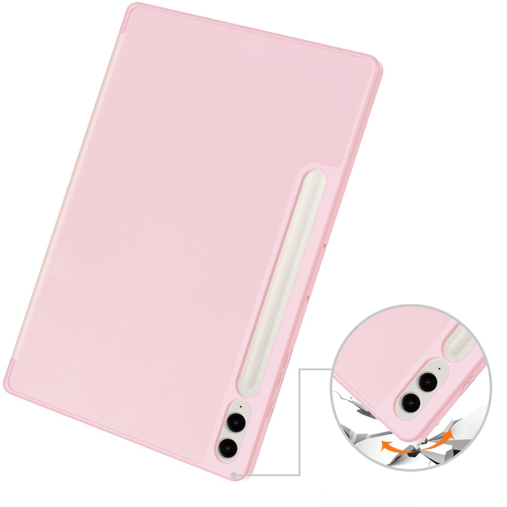 Samsung Galaxy Tab S9 FE  Plus Leder Tasche Smart Cover Hülle S-Pen Halterung - Rosa
