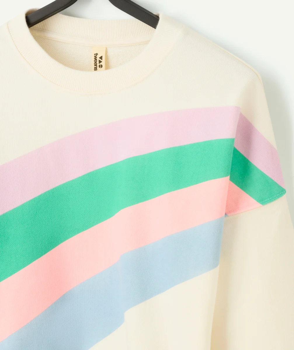 sweat manches longues fille en coton bio multicolore