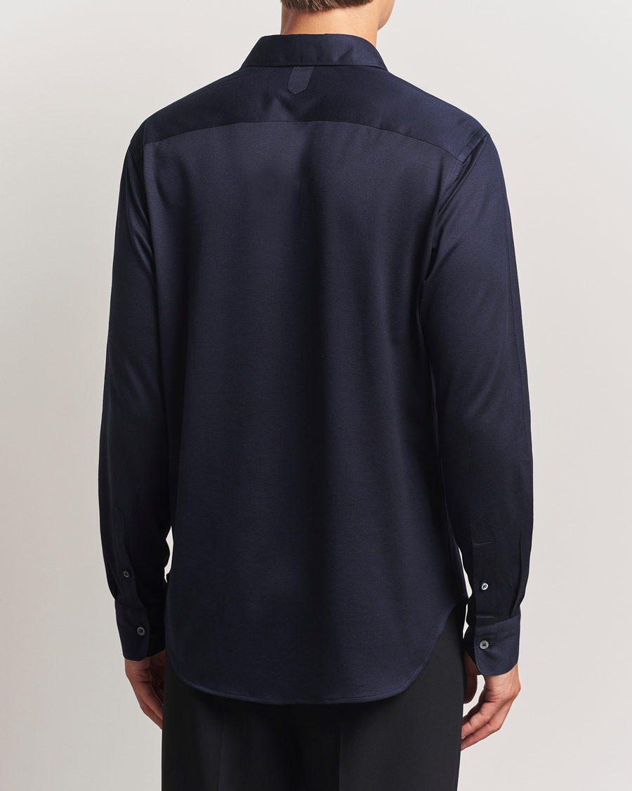 Canali Jersey Piquet Shirt Navy