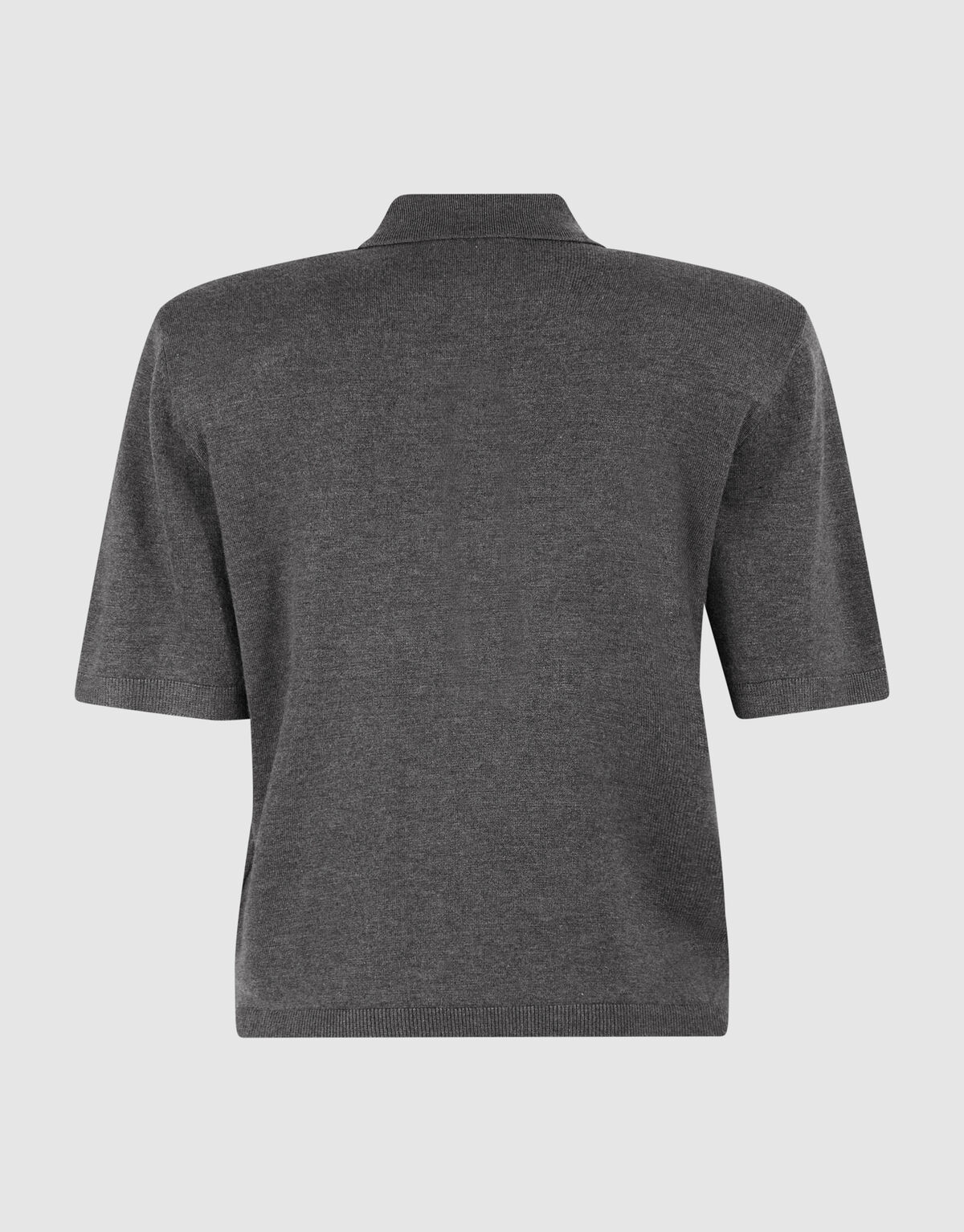 Shortsleeve Gebreide Polo Donkergrijs