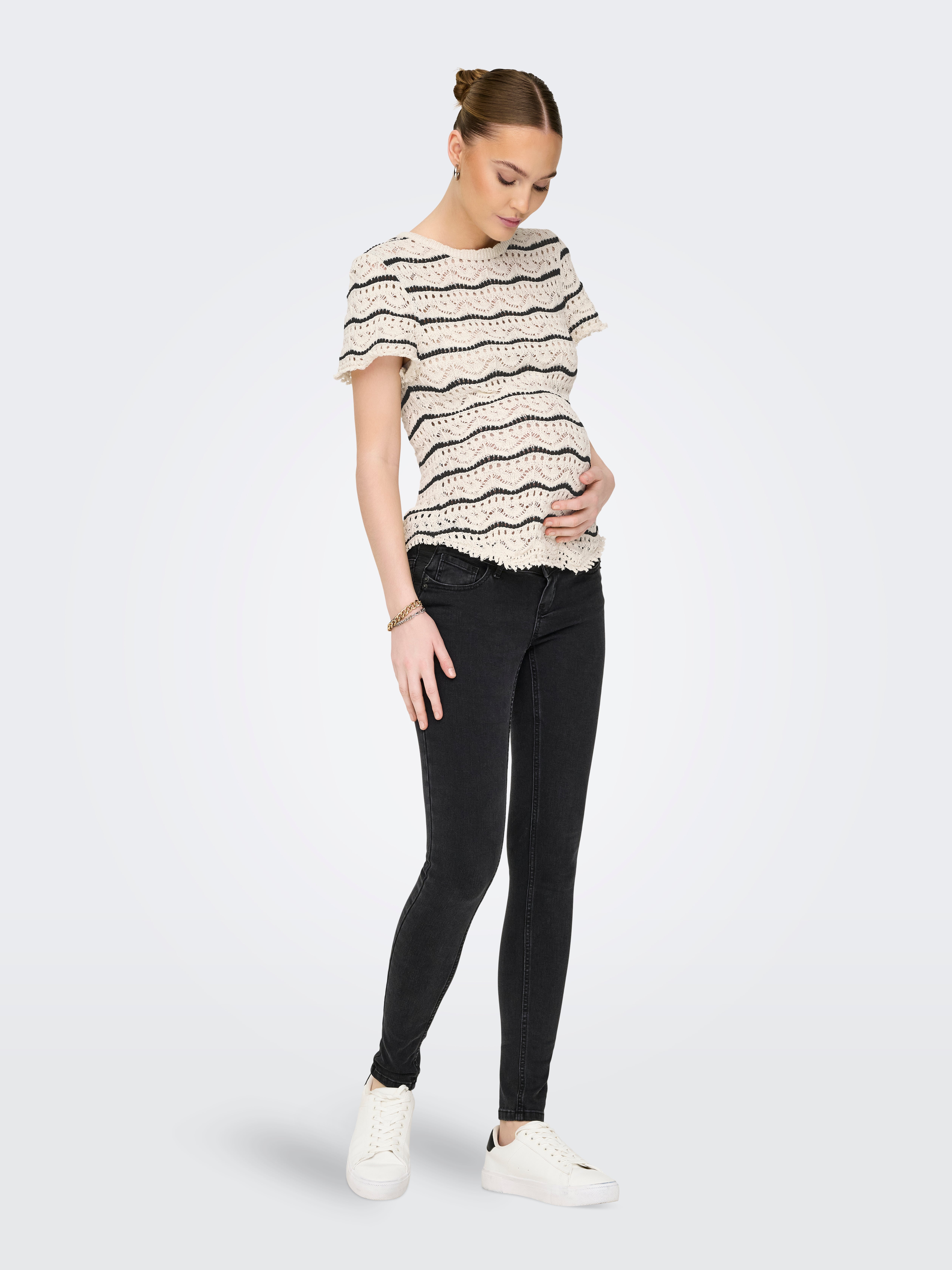 OLMBELLY Mittlere Taille Skinny Fit Jeans Black Denim