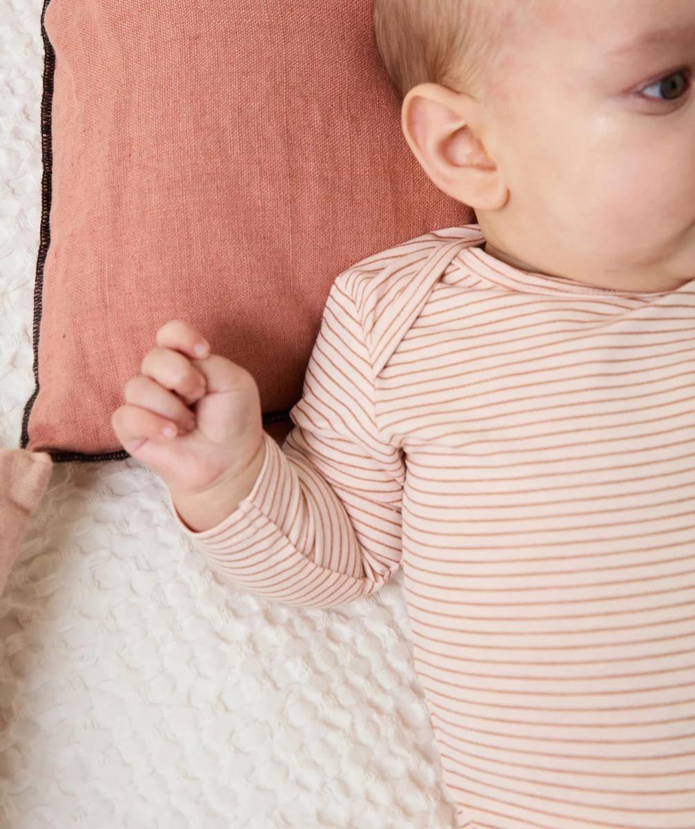 LOT DE 3 BODIES BÉBÉ EN COTON BIO BLANC ET ROSE UNIS ET IMPRIMÉS