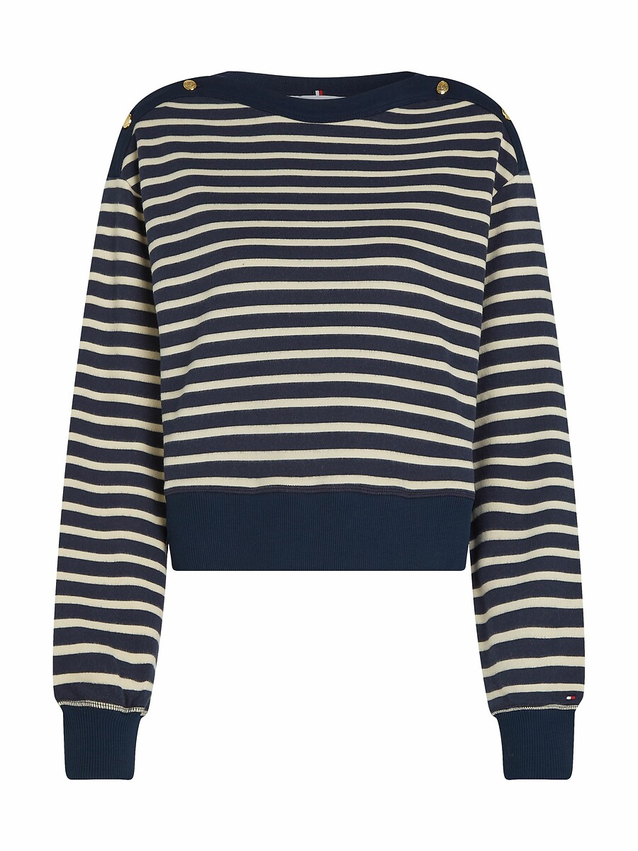 TOMMY HILFIGER<br>Suéter listrado de gola redonda