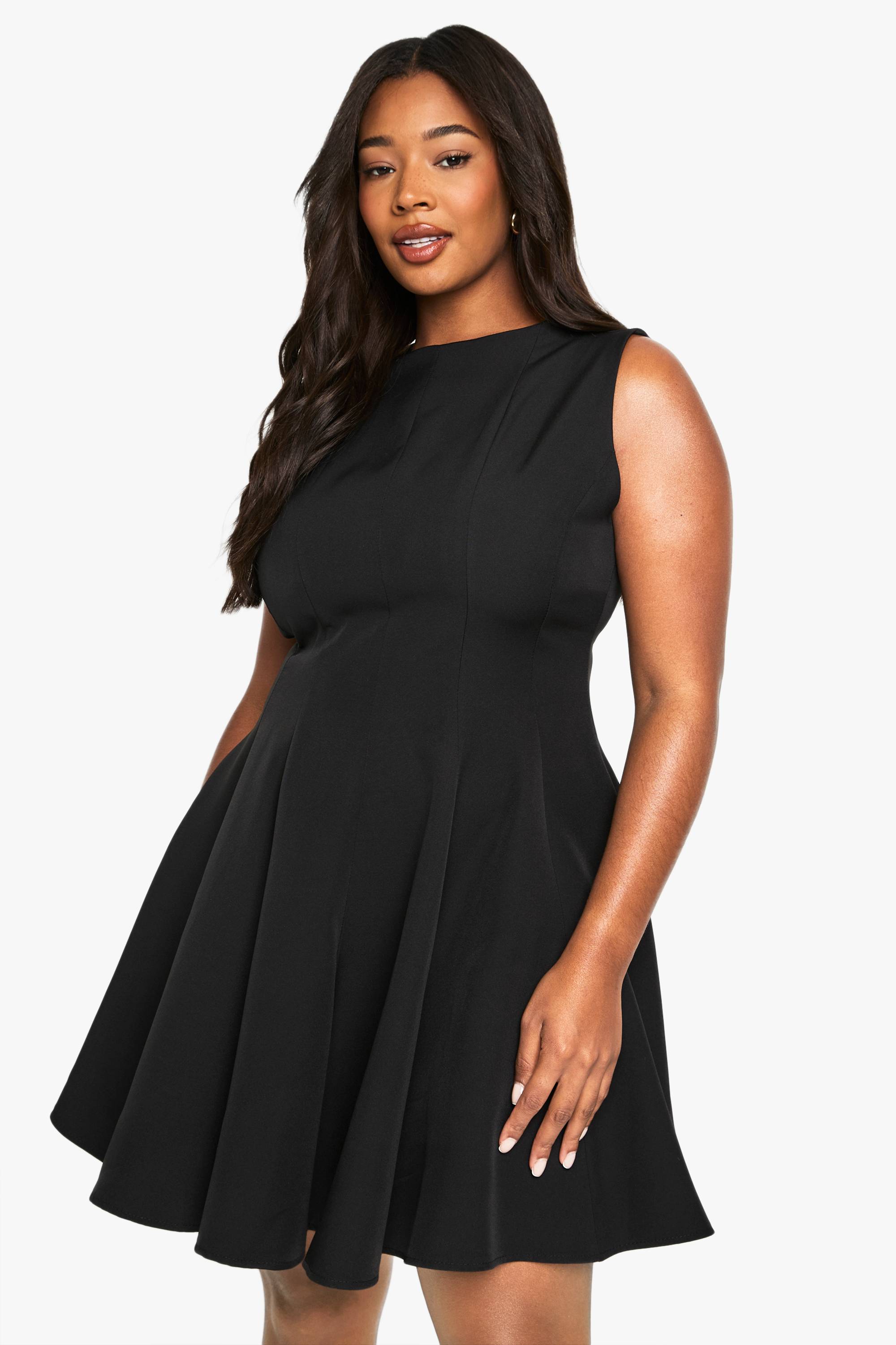 boohoo plus robe mini skater à panneaux