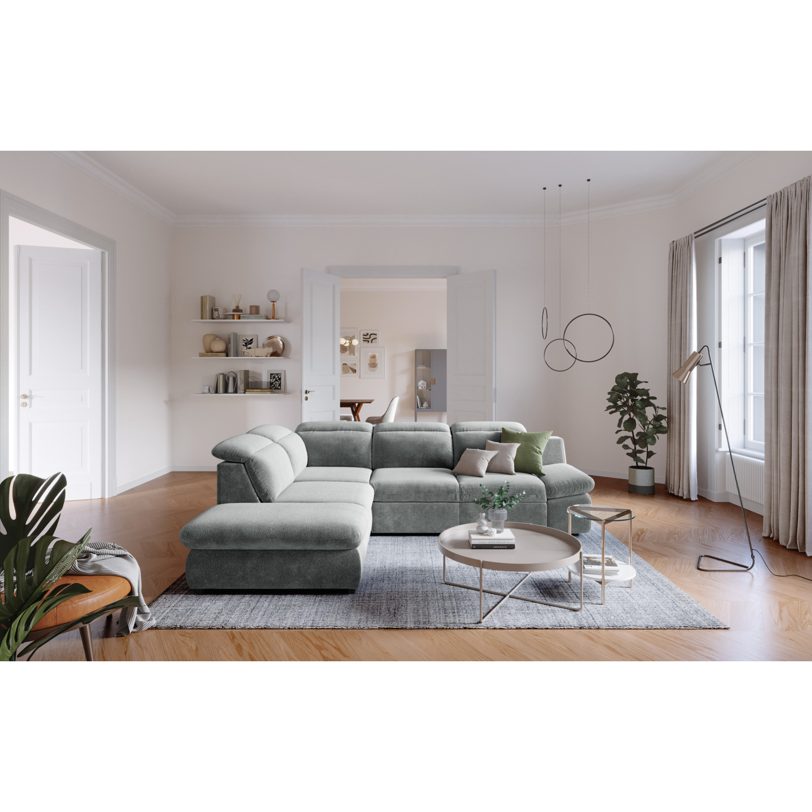 Ecksofa Lorena Stoff, Ottomane links