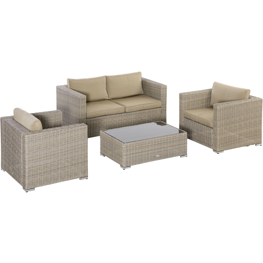 Outsunny Gartenmöbel Set mit Couchtisch bunt