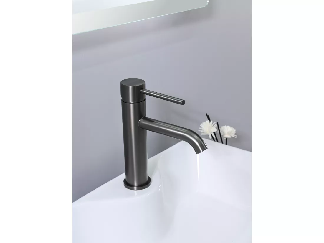 LuxuryBain- Mitigeur, robinet de lavabo pour salle de bain design et moderne (Gris brossé)