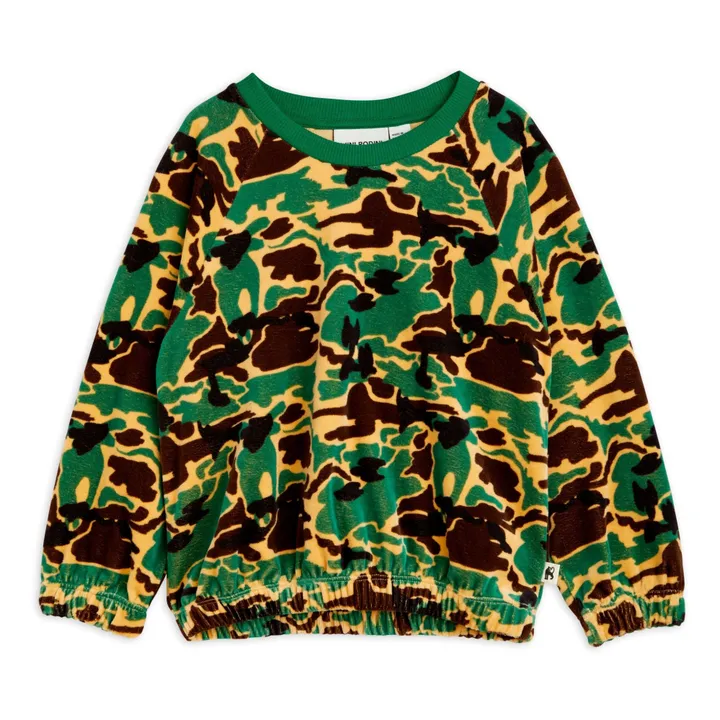 Mini Rodini Sweat Velours Bio Camo | Vert