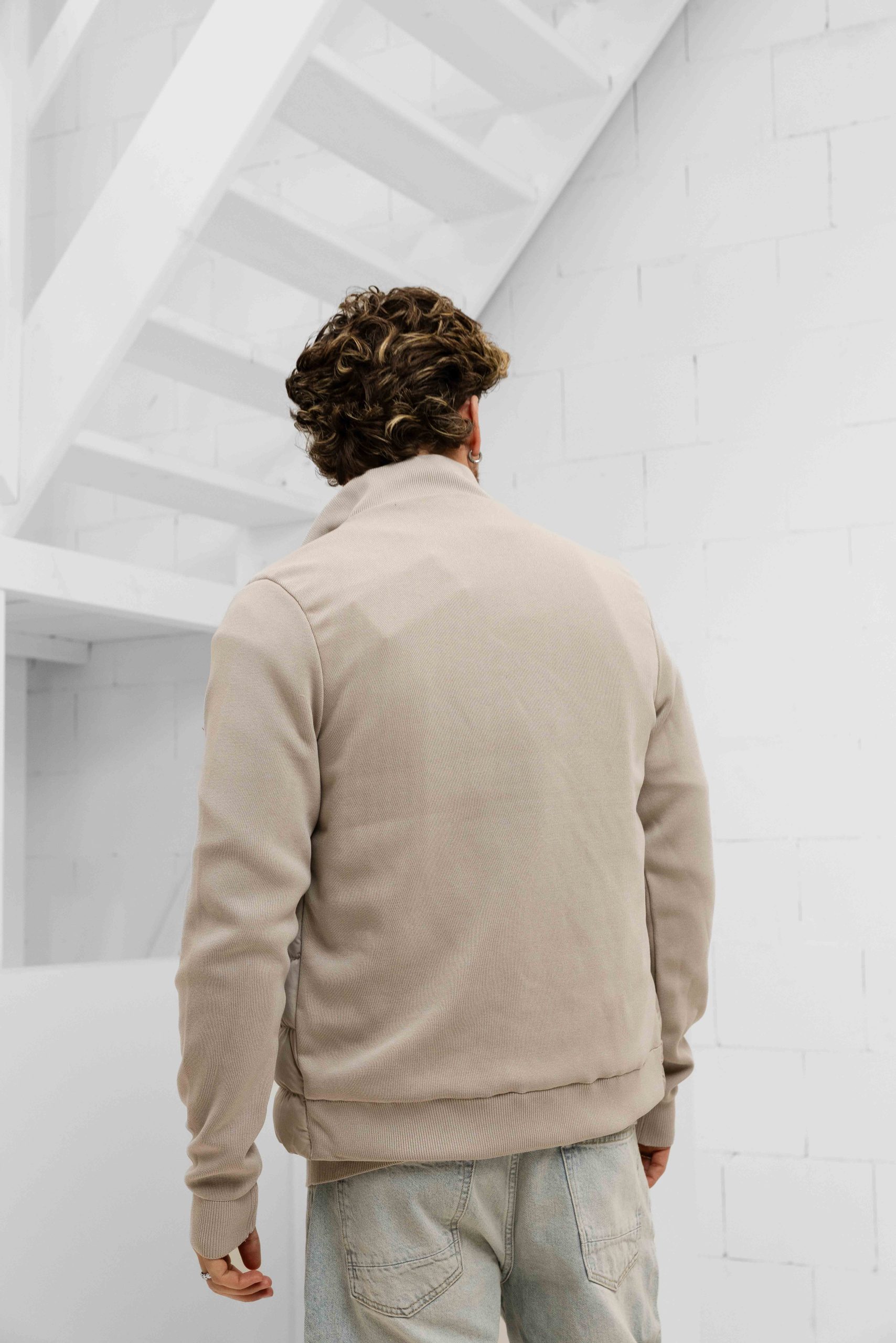 Malelions Knitted Hybrid Jas Heren Beige