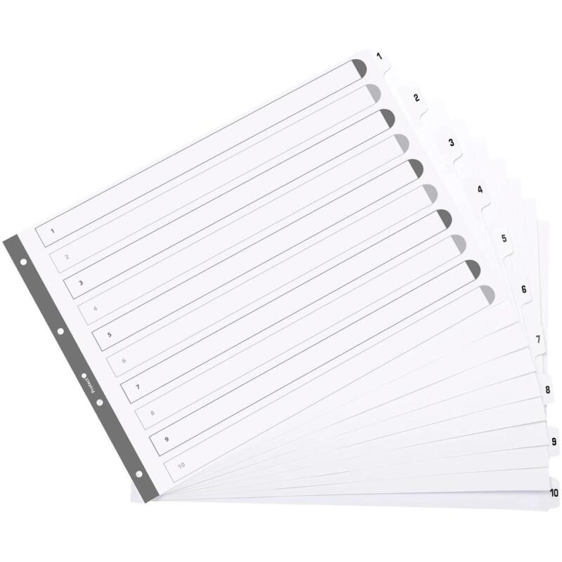 Intercalaires imprimés à touches plastifiées - 10 touches 1 à 10 - A3 - Blanc