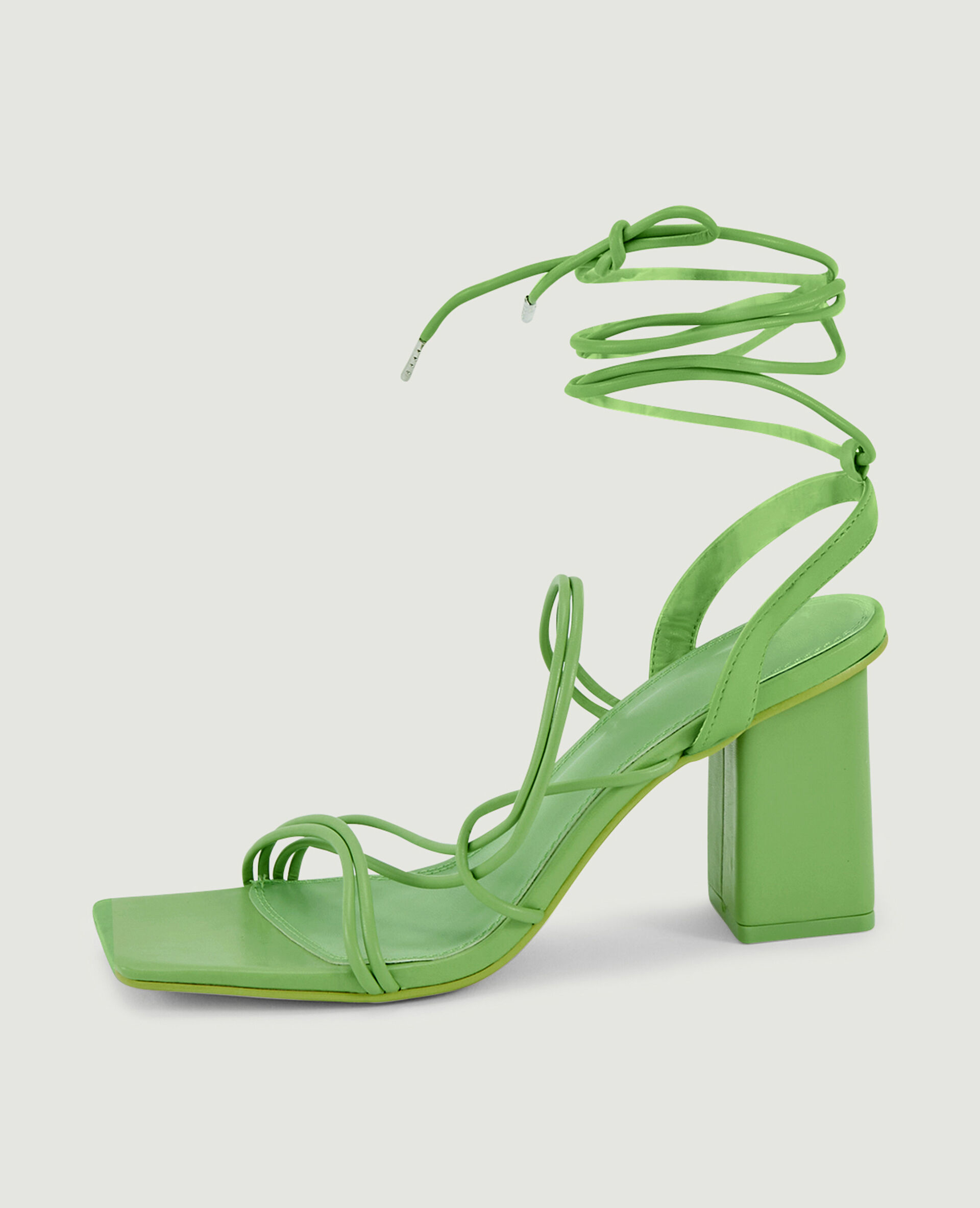 Sandales avec brides à nouer - Vert anis