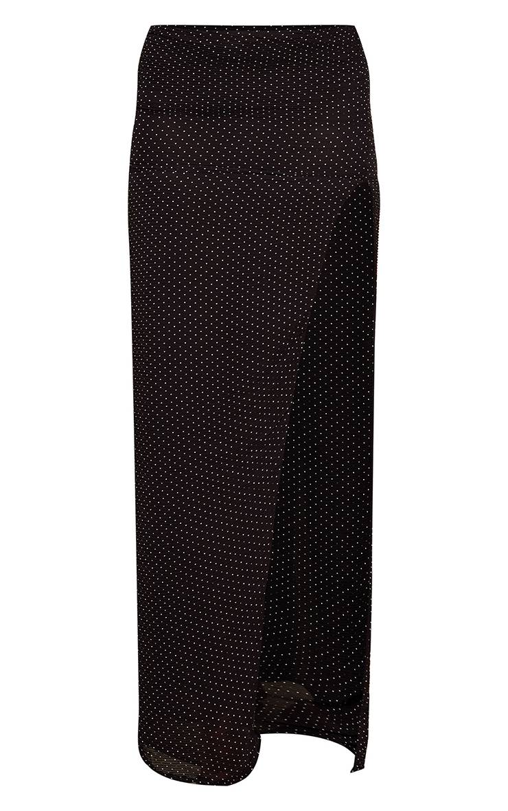 Noir Jupe Longue Plissée À Mini Pois