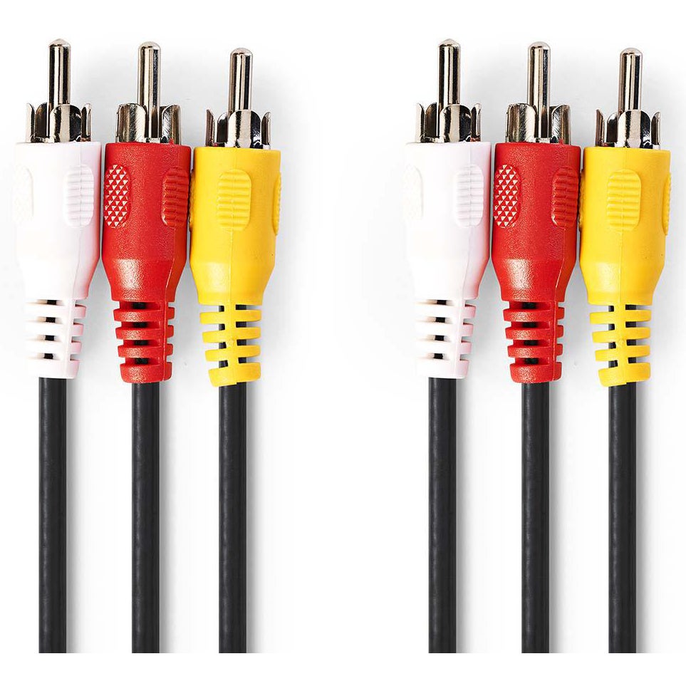 Nedis CVGP24300BK100 videokabel 3x RCA male - 3x RCA male 10m