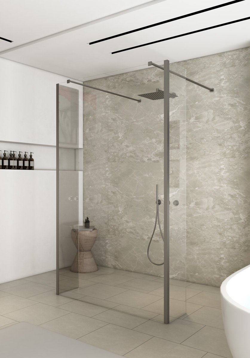 Saniclear Redro vrijstaande douchewand 90cm met zijwanden van 40cm RVS
