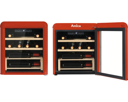 Amica WKR 341 910 R wijnkoeler, afmetingen (B x H x D): 480 x 535 x 505 mm, koelvak: 48 l, rood