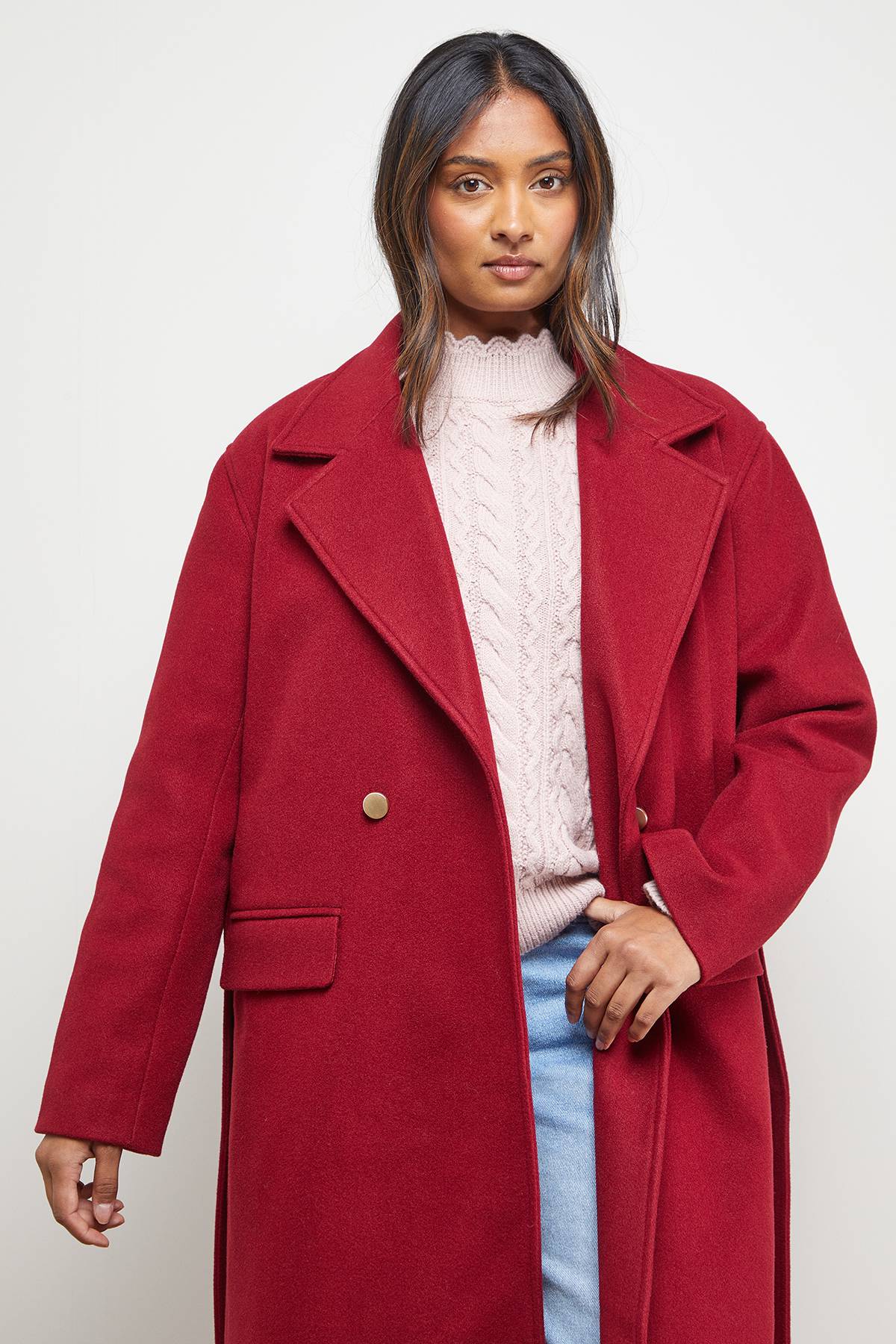 Oasis Manteau Mi-Long à Ceinture Nouée