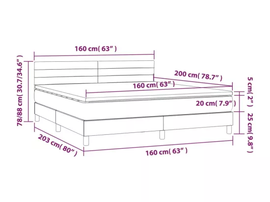Sommier tapissier avec matelas et LED Crème 160x200 cm Tissu