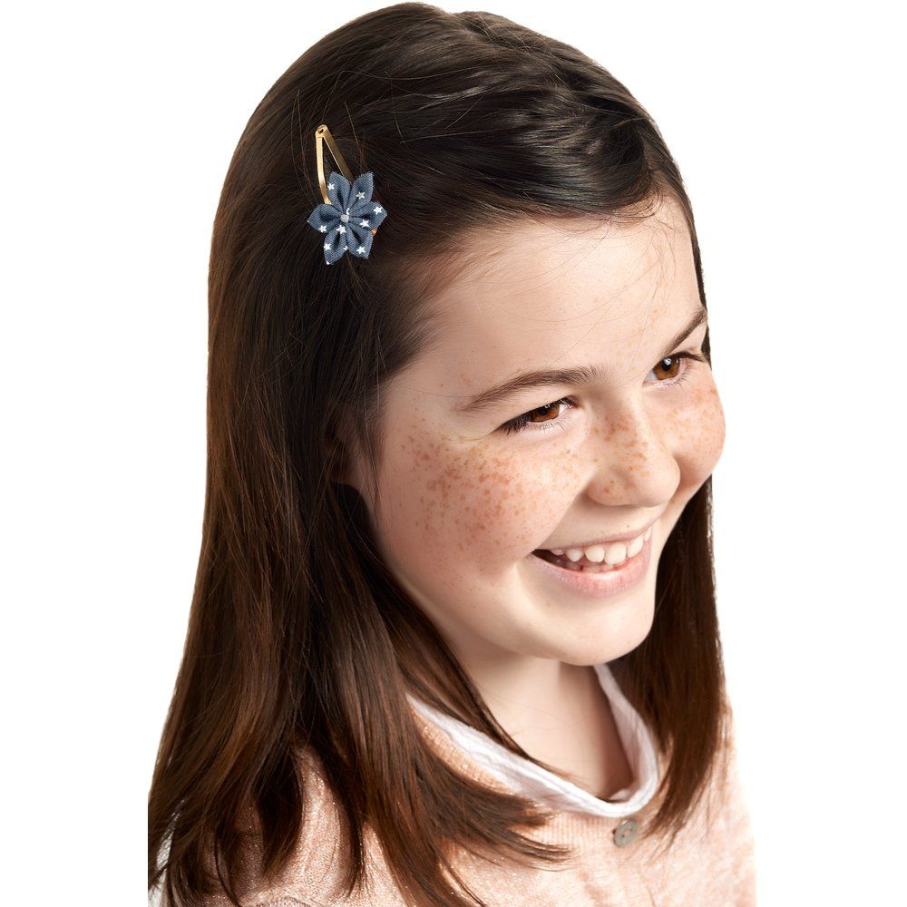 Barrette Clic-Clac Fleur Étoile Etoile Argent Jean