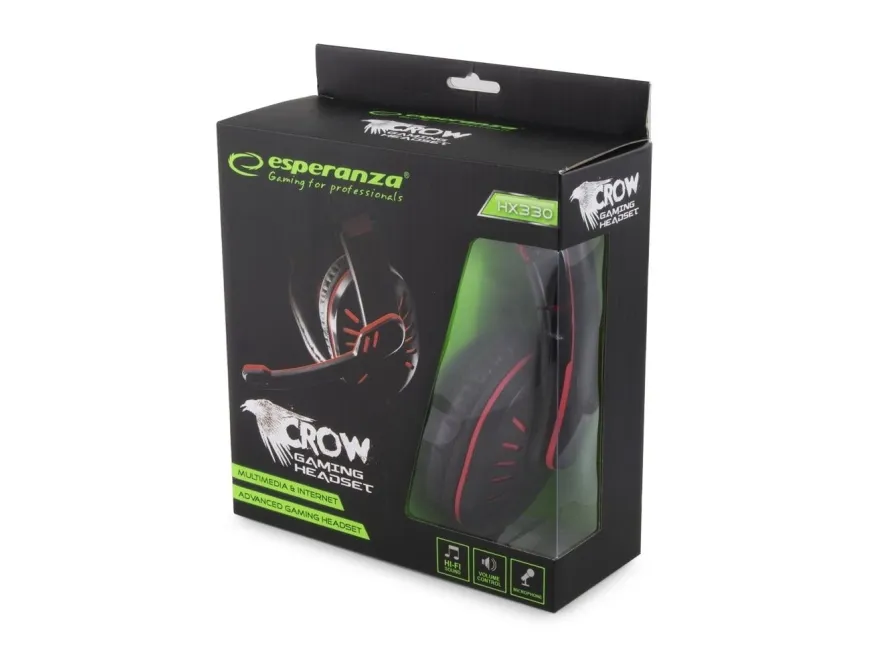 Esperanza EGH330G hovedtelefoner/headset Sort, Grøn