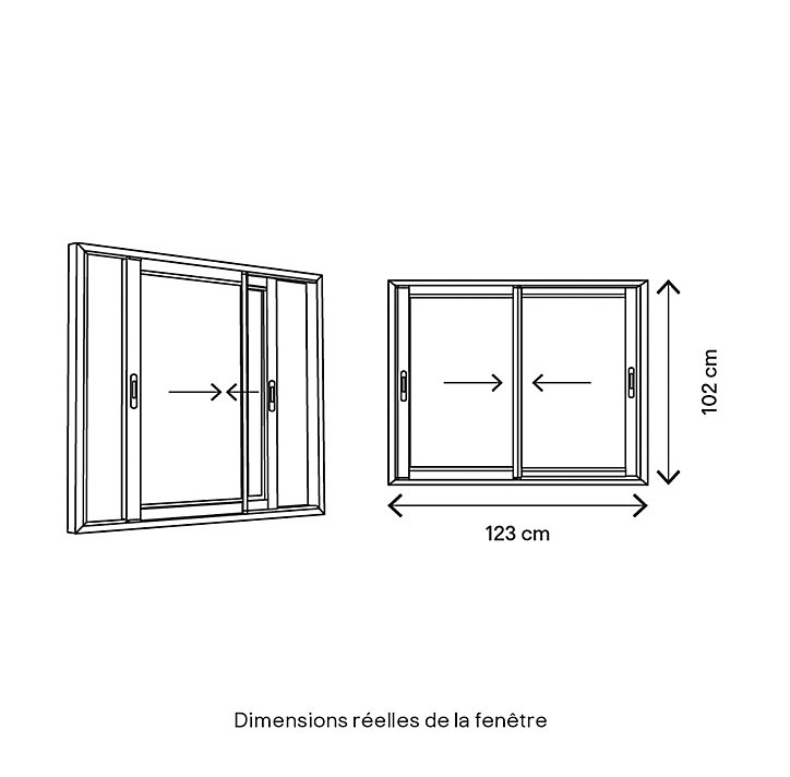 Fenêtre alu 2 vantaux coulissant GoodHome gris - l.120 x h.100 cm