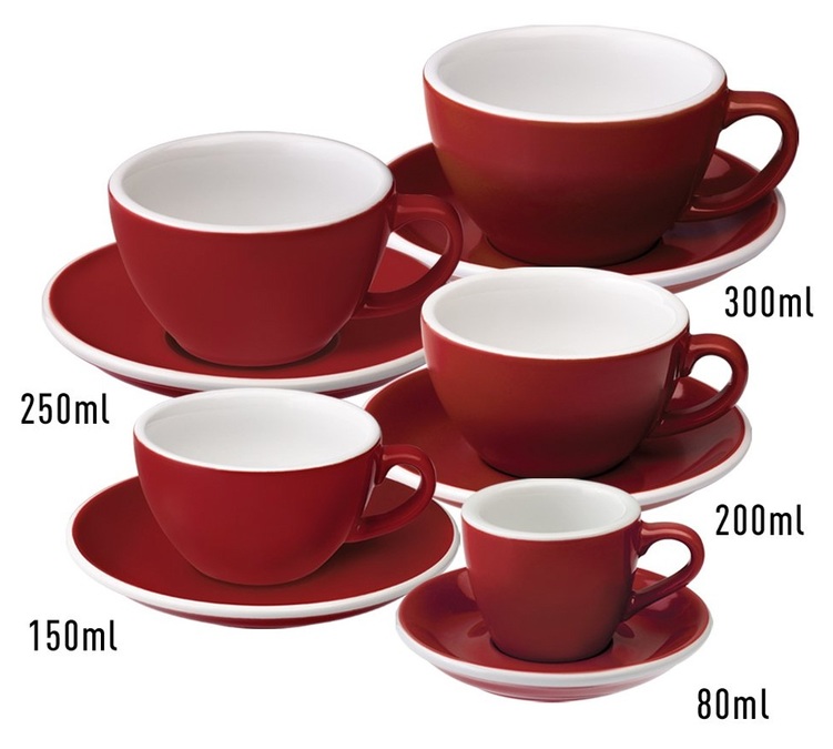 Tasses - LOVERAMICS - Cappuccino et sous-tasses rouge Egg 20 cl