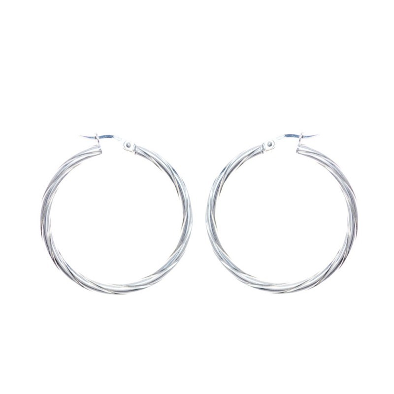 Créoles Argent 925/1000 Torsadées - 3cm - Femme