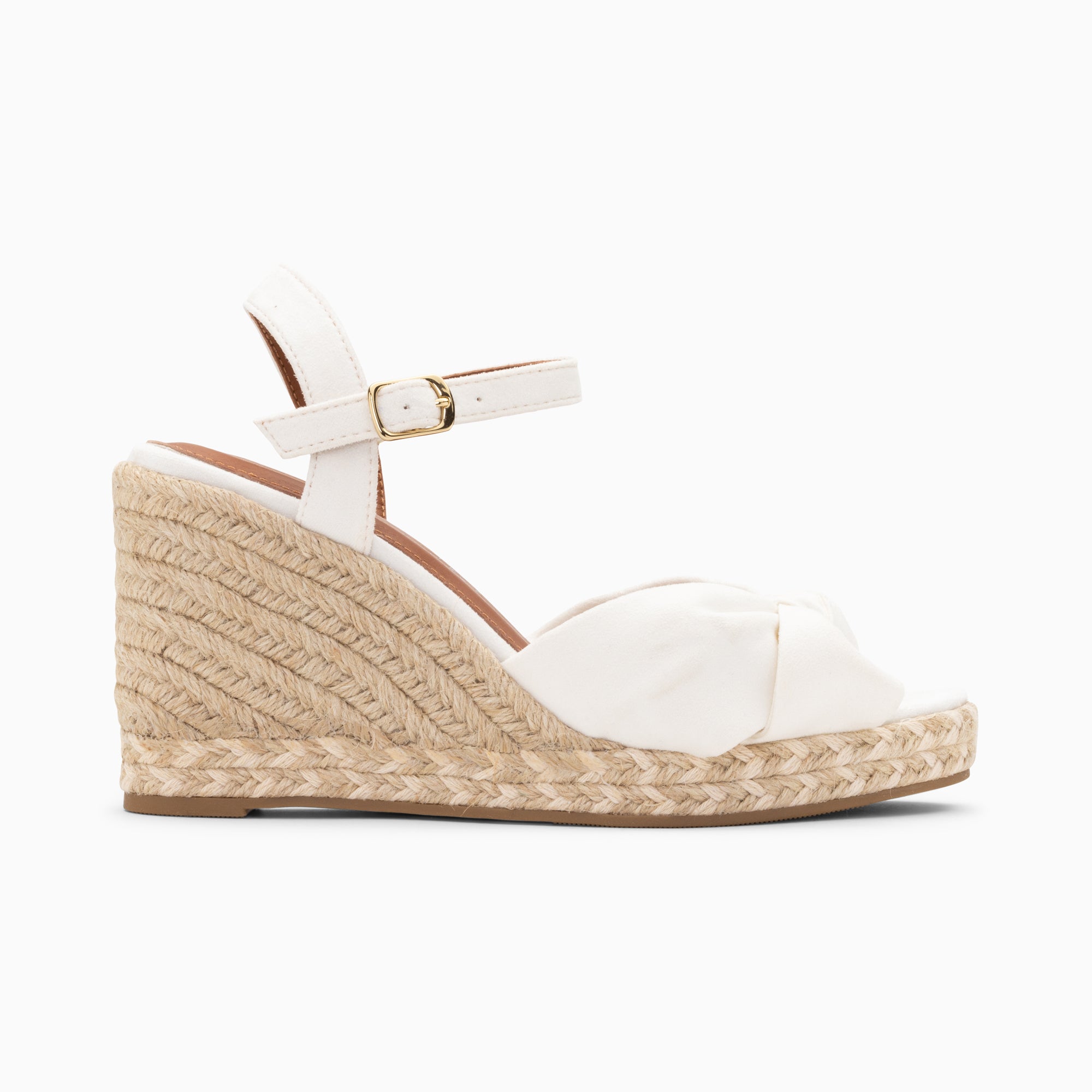 Sandales à talon, Compensées-Sandales compensées nouées Céline blanches