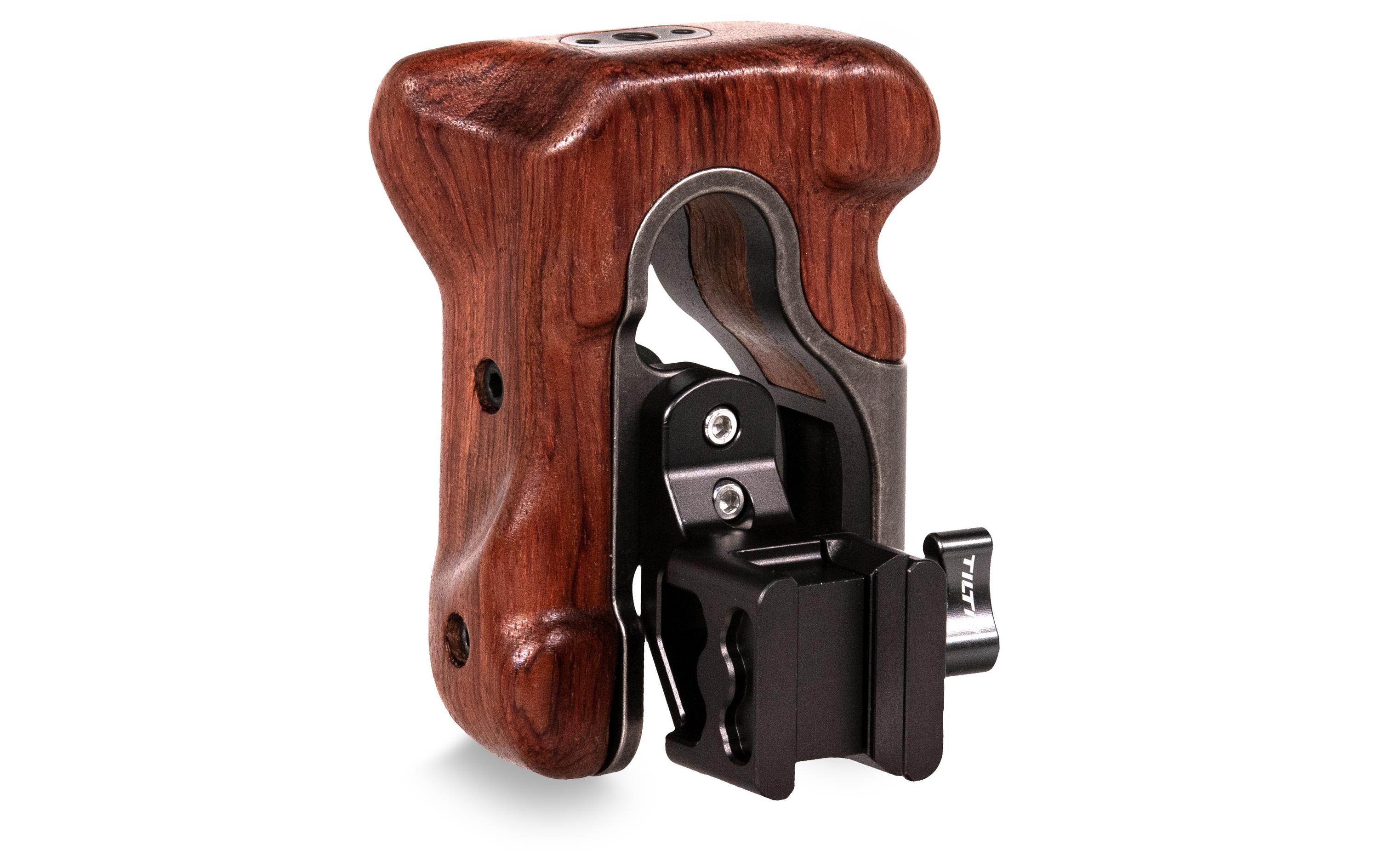 Left Side Wooden Handle Type VI - Tactical GrayErgonomischer Griff zur Befestigung an der linken Seite der Tiltaing-Kamerakäfige für maximalen Komfort