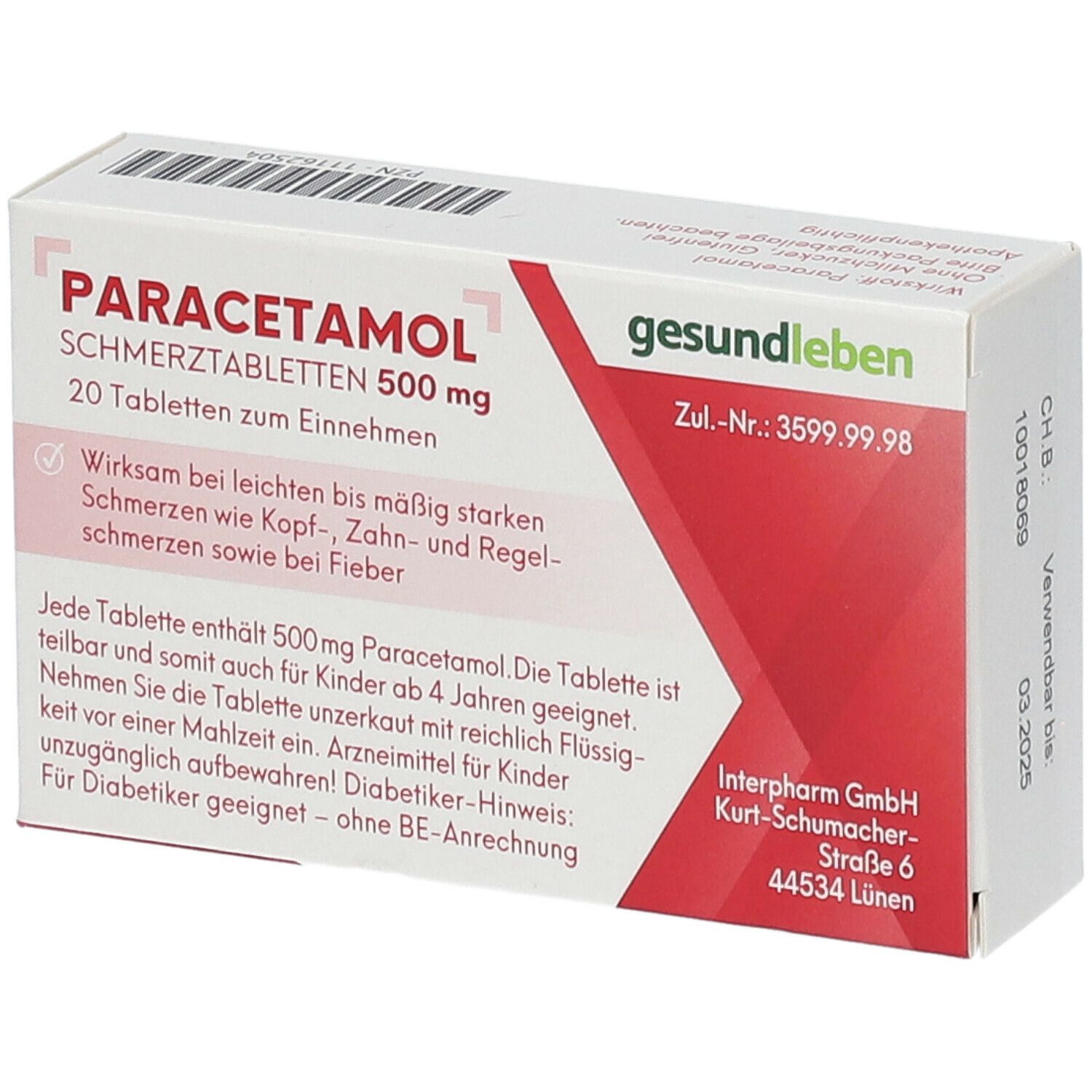 gesundleben Paracetamol Schmerztabletten 500 mg