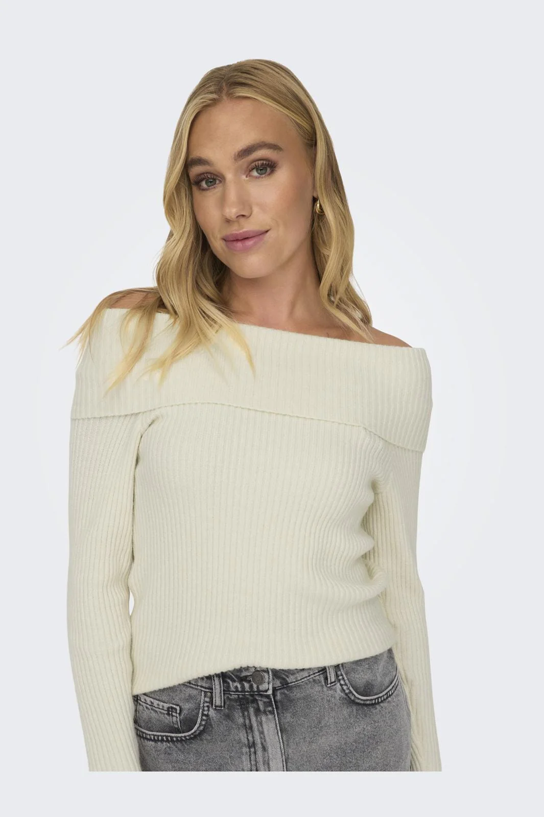 Only Onlkatia Ls Off Shoulder Knt Nca 4387886 whitecap gray melange