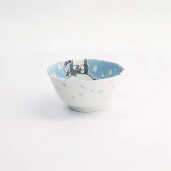 Kawaii Dieren Rijst Kom Blauw 12x6.2cm 300ml