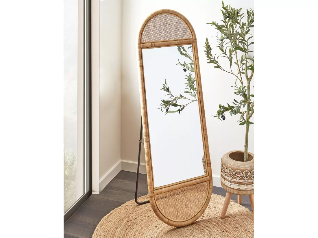 Miroir sur pied BARGES 150 cm Rotin Naturel