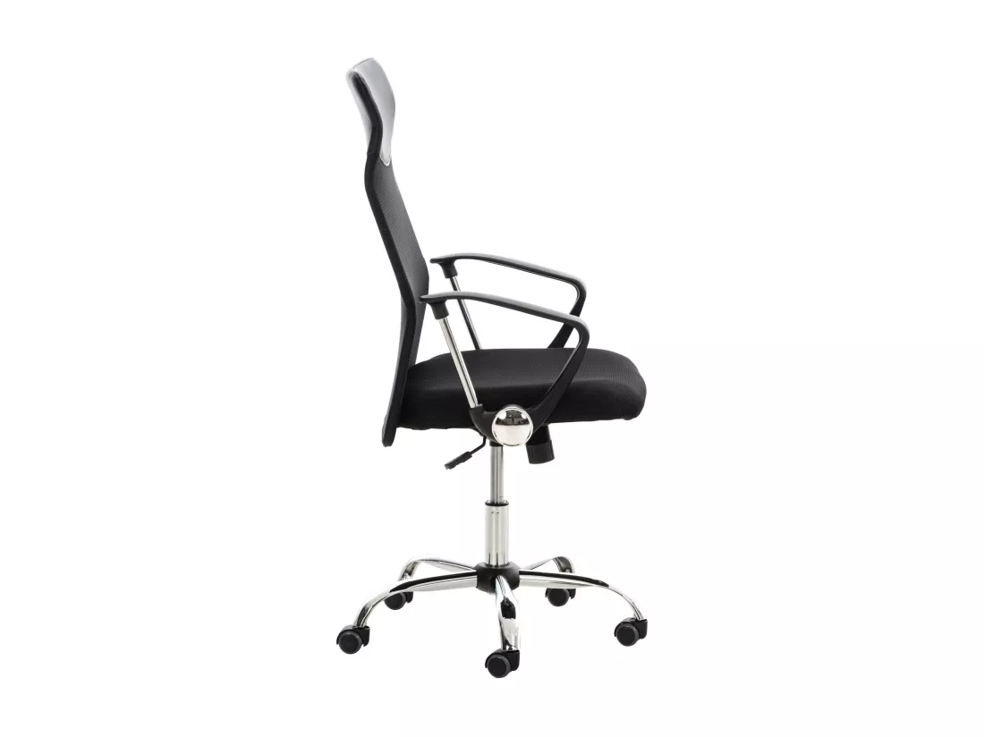 Chaise de bureau - Similicuir & Métal chromé - Noir - Washington