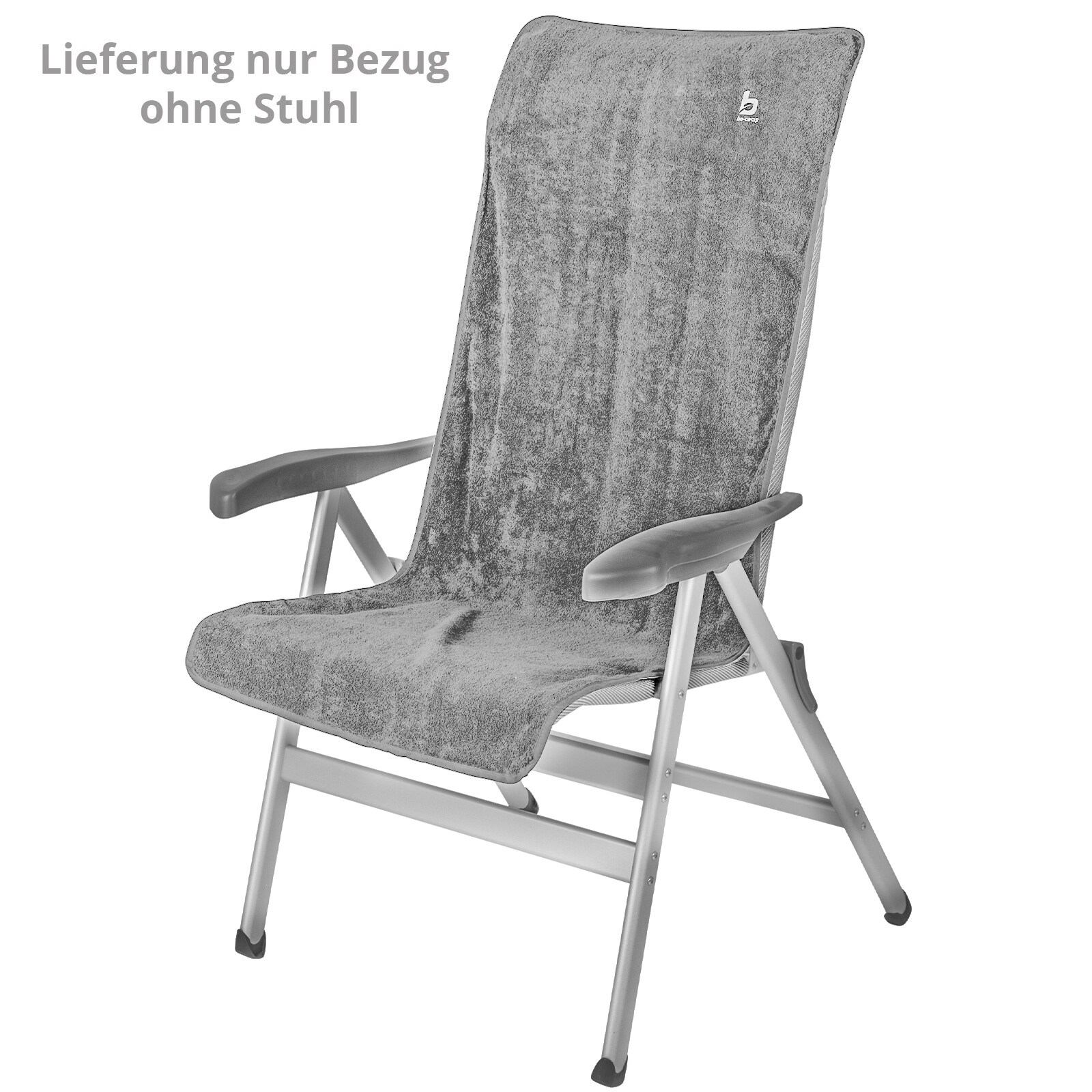 BO-CAMP Frottee Sitz Auflage Hochlehner Kissen Bezug Garten Camping Klapp Stuhl Farbe: Grau