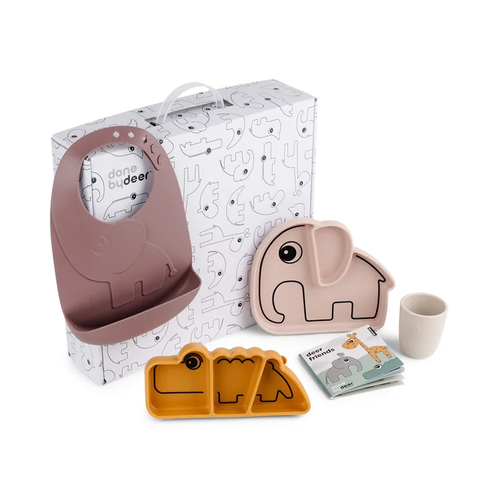 Done by Deer - Geschenkbox Geschirrset Stick & Stay, blau